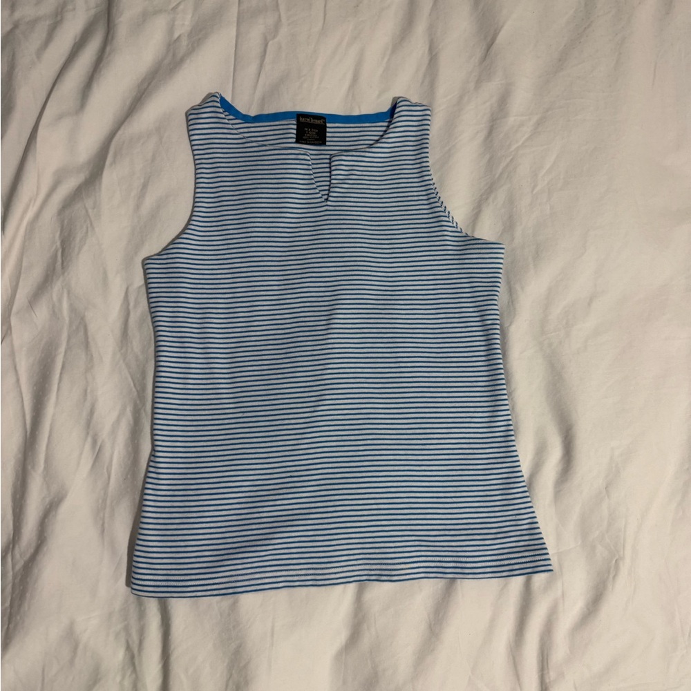 Harvé Benard - Women’s Blue Striped Sleeveless Top - Small